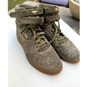 PUMA Women Contact Sky Suede Green High Top Sneakers Shoes Size 5